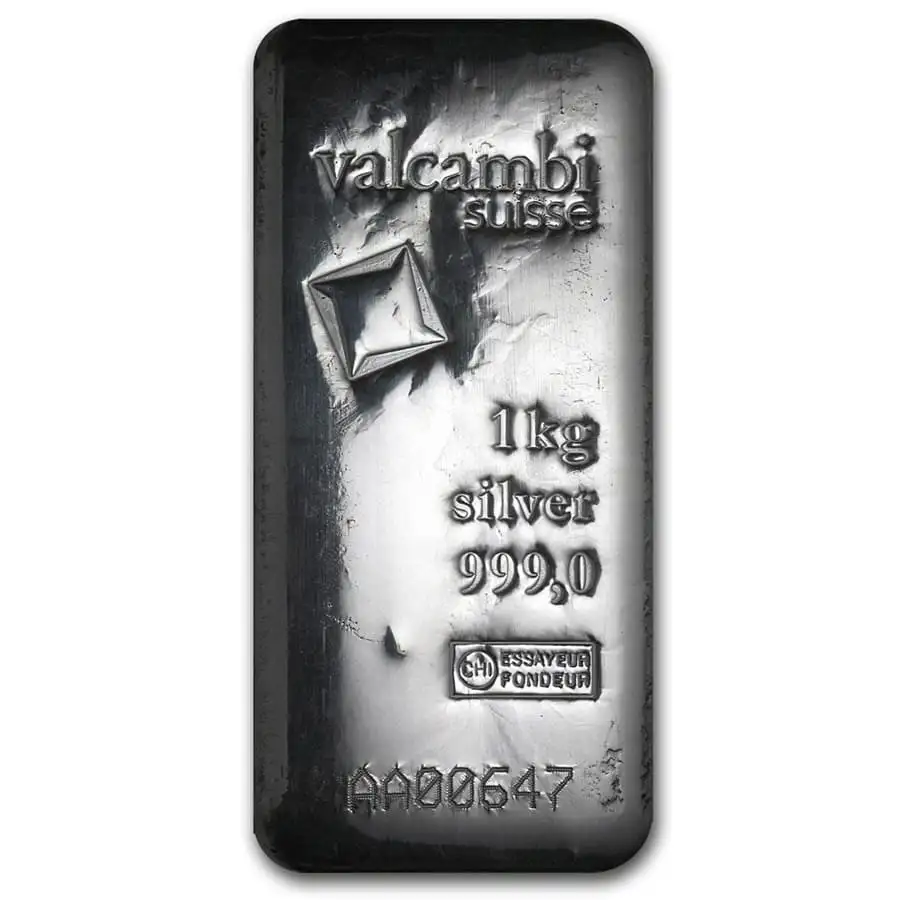1kg Valcambi Cast Silver Bullion Bar 999 Purity
